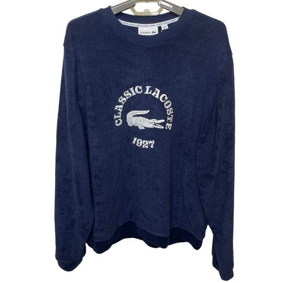 NWT Lacoste Men’s Regular Fit Terrycloth Lounge Sweatshirt Blue Size Medium - Picture 6 of 16